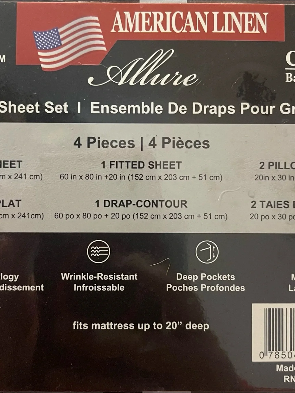 Luxury Hotel Collection Queen Microfiber Sheet Set - red & White